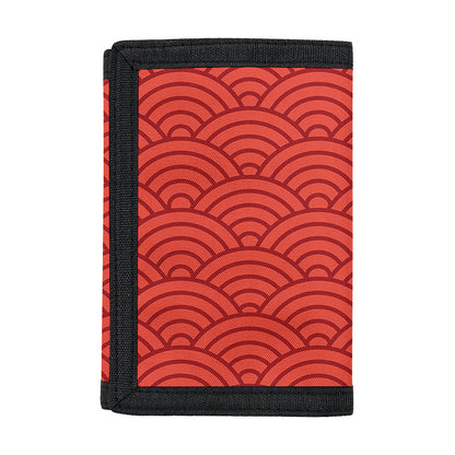Red Chinese Pattern Print Trifold Wallet