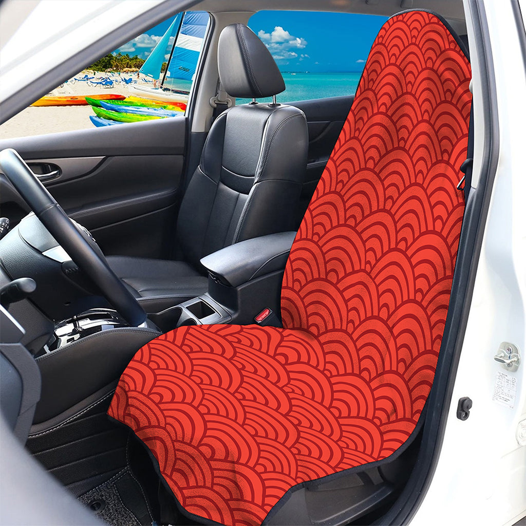 Red Chinese Pattern Print Waterproof Car Seat Cover