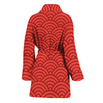 Red Chinese Pattern Print Women's Bathrobe