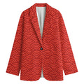 Red Chinese Pattern Print Women's Cotton Blazer