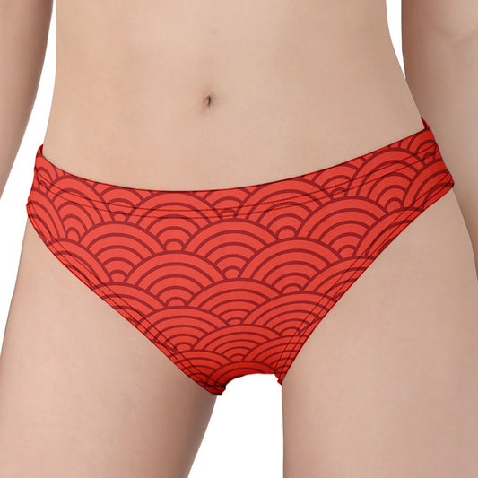 Red Chinese Pattern Print Women's Panties