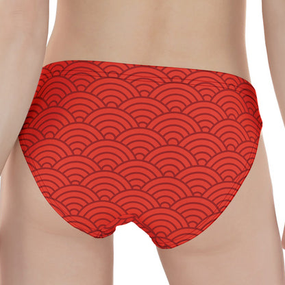 Red Chinese Pattern Print Women's Panties