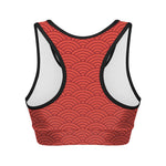 Red Chinese Pattern Print Women's Sports Bra