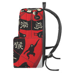 Red Chinese Zodiac Wheel Print Backpack