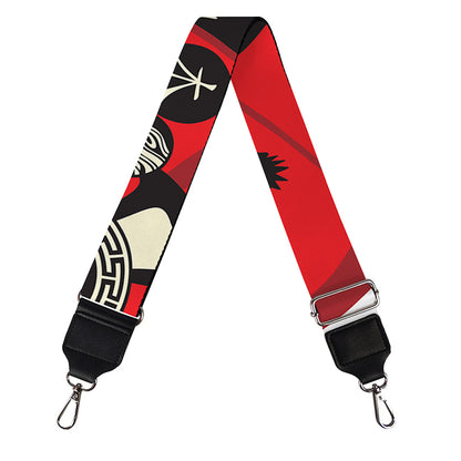 Red Chinese Zodiac Wheel Print Bag Strap