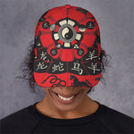 Red Chinese Zodiac Wheel Print Baseball Cap