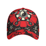 Red Chinese Zodiac Wheel Print Baseball Cap