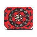 Red Chinese Zodiac Wheel Print Bifold Wallet