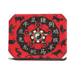 Red Chinese Zodiac Wheel Print Bifold Wallet