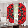 Red Chinese Zodiac Wheel Print Dimout Grommet Curtains