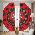 Red Chinese Zodiac Wheel Print Dimout Pencil Pleat Curtains