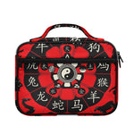 Red Chinese Zodiac Wheel Print Briefcase Bible Bag