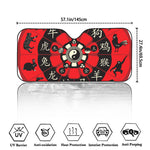 Red Chinese Zodiac Wheel Print Car Windshield Sun Shade