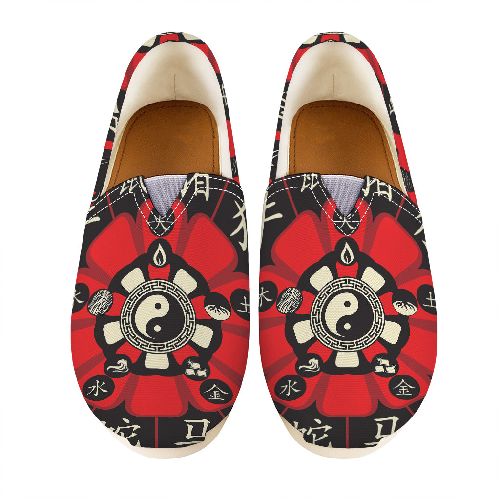 Red Chinese Zodiac Wheel Print Casual Shoes