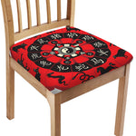 Red Chinese Zodiac Wheel Print Chair Cushion Cover