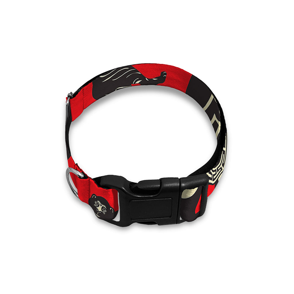 Red Chinese Zodiac Wheel Print Dog Collar
