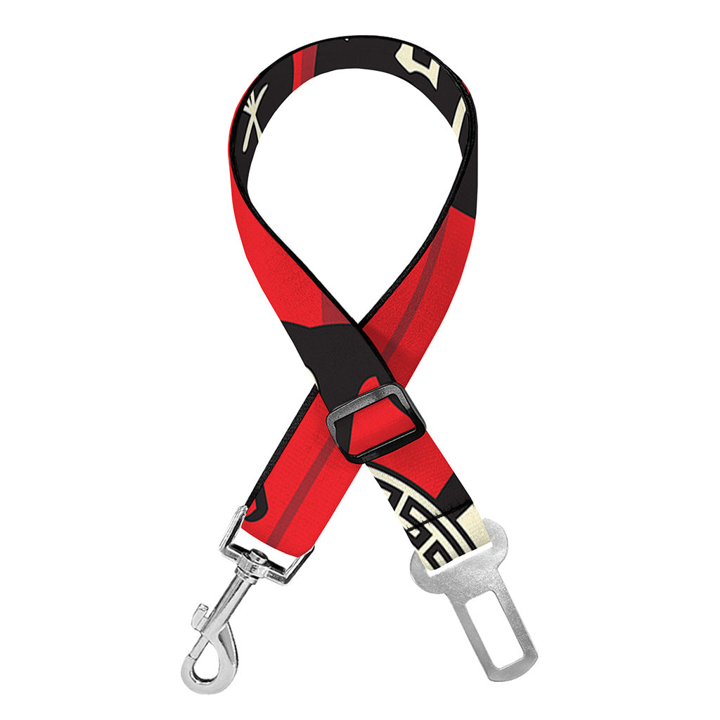 Red Chinese Zodiac Wheel Print Dog Seat Belt