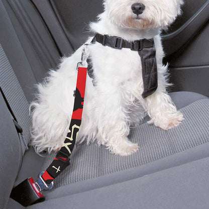 Red Chinese Zodiac Wheel Print Dog Seat Belt