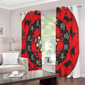 Red Chinese Zodiac Wheel Print Extra Wide Grommet Curtains