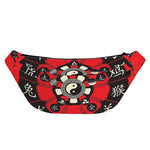 Red Chinese Zodiac Wheel Print Fanny Pack