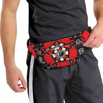 Red Chinese Zodiac Wheel Print Fanny Pack