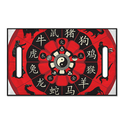 Red Chinese Zodiac Wheel Print Golf Cart Seat Cover