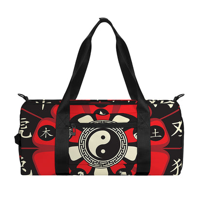 Red Chinese Zodiac Wheel Print Gym Bag