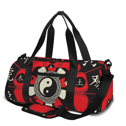 Red Chinese Zodiac Wheel Print Gym Bag