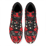 Red Chinese Zodiac Wheel Print High Top Leather Sneakers