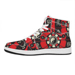 Red Chinese Zodiac Wheel Print High Top Leather Sneakers