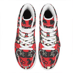 Red Chinese Zodiac Wheel Print High Top Leather Sneakers