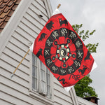 Red Chinese Zodiac Wheel Print House Flag