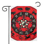 Red Chinese Zodiac Wheel Print House Flag