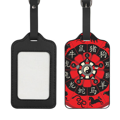Red Chinese Zodiac Wheel Print Luggage Tag