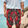 Red Chinese Zodiac Wheel Print Men's Cargo Shorts