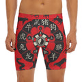 Red Chinese Zodiac Wheel Print Men's Long Boxer Briefs