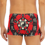 Red Chinese Zodiac Wheel Print Men's Short Boxer Briefs