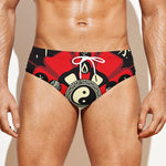 Red Chinese Zodiac Wheel Print Men's Swim Briefs