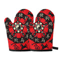 Red Chinese Zodiac Wheel Print Oven Mitts
