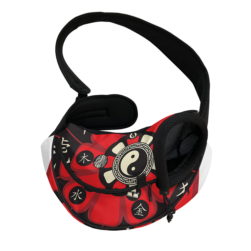 Red Chinese Zodiac Wheel Print Pet Sling Carrier