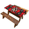 Red Chinese Zodiac Wheel Print Picnic Table Cover