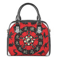 Red Chinese Zodiac Wheel Print Shoulder Handbag