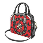 Red Chinese Zodiac Wheel Print Shoulder Handbag