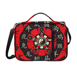 Red Chinese Zodiac Wheel Print Shoulder Strap Bible Bag