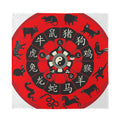 Red Chinese Zodiac Wheel Print Silk Bandana