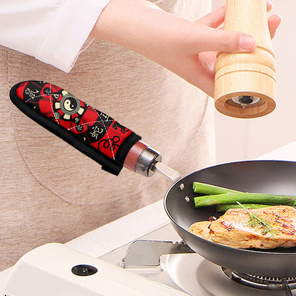 Red Chinese Zodiac Wheel Print Skillet Handle Cover