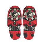 Red Chinese Zodiac Wheel Print Slippers