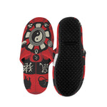 Red Chinese Zodiac Wheel Print Slippers