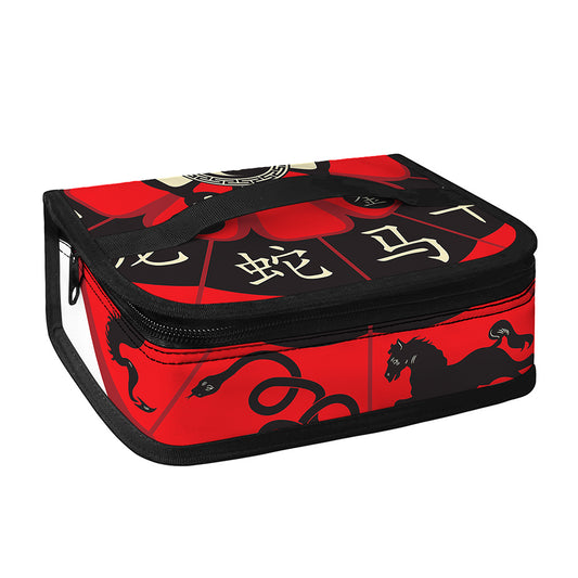 Red Chinese Zodiac Wheel Print Small Lunch Bag