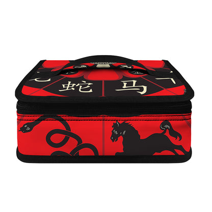 Red Chinese Zodiac Wheel Print Small Lunch Bag